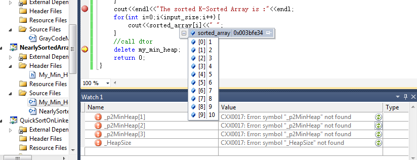 MinHeapSort Output